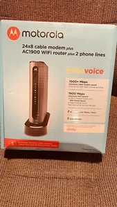 Motorola MT7711 24X8 Cable Modem and AC1900 Dual Band Wi-Fi Gigabit Router 2... - Photo 1/2