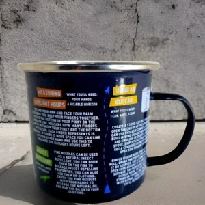 Survival Guide Mug: Blue Enamel Mug Cup For Hiking Or Camping By Gift Republic - Picture 1 of 6