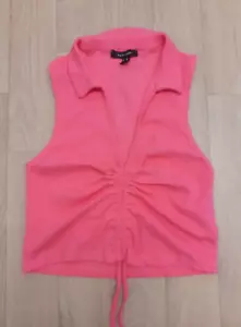 New Look Size 18 Pink Sleeveless Cropped Collared Top - Picture 1 of 4