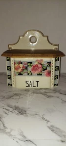 Vintage Czechoslovakian  Salt Box  Victorian Floral Pattern 6"x6.5”  VGC  - Picture 1 of 5
