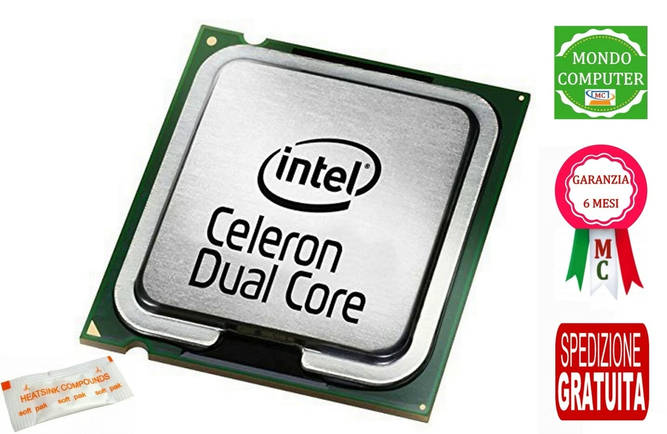PROCESSORE SOCKET LGA 775 INTEL CELERON 1400 DUAL CORE + BUSTINA PASTA TERMICA - Immagine 1 di 1