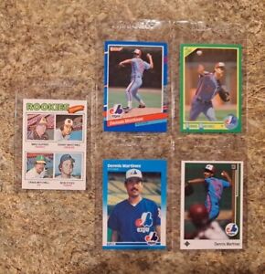 (5) Dennis Martinez 1977 Topps Rookie card RC 1987 Fleer 1990 Expos Perfect Game