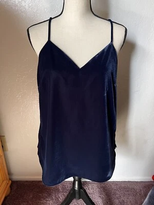 Banana Republic Black Velvet Silk Lined Camisole Tank Top Razor Back Sz Medium - Image 1 of 4