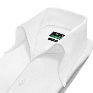 Camisa de boda hecha a medida con cuello de lazo abierto alto sin botones a rayas de puntos blancos para hombre - Imagen 1 de 5