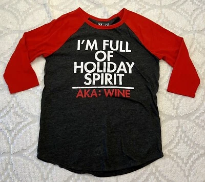 Camiseta de Navidad Raglán Moderna Lux para Mujer Talla L I'm Full of Holiday Spirit Wine Foto 1 de 4