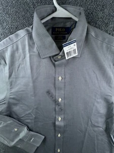 NWT Polo Ralph Lauren Men SLIM FIT Button Up Shirt Gray Easy Care 16 34/35 Adult - Picture 1 of 15