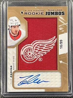 2019-20 Filip Zadina Black Diamond Rookie Team Logo Jumbo Patch Auto RTLFZ 16/99 - Image 1 of 2