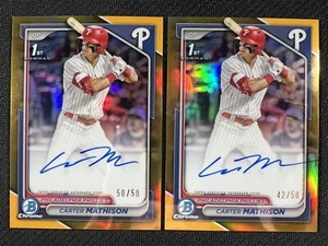 Carter Mathison 2024 Bowman Draft 1st True Gold Refractor Auto /50 Lot of 2! - Picture 1 of 2
