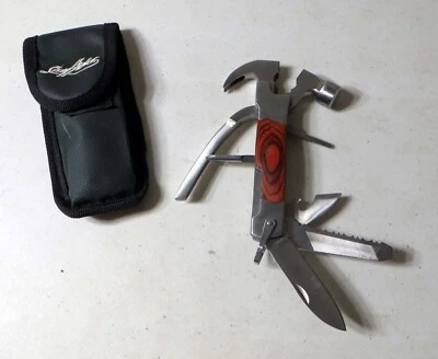 Vintage Sheffield The Hammer Multitool Hammer Knife Screwdriver Saw w Case — 第 1/4 张图片