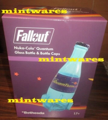 Fallout Nuka Cola Quantum Glass Rocket Bottle & 10 Caps Replica NEW - Image 1 of 4