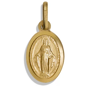 9CT GOLD MIRACULOUS MEDAL MARY MADONNA IMMACULATE CONCEPTION PENDANT CHARM BOX - Picture 1 of 6