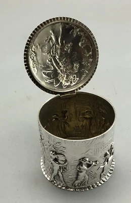 Caddy de chá prata vitoriana D&F Birmingham 1893 GEZX - Imagem 1 de 4