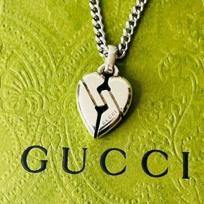 Near MINT GUCCI Sterling Silver Heart Knot Pendant Necklace No Box  - Image 1 of 4