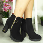 Ankle Boots Shoes Ladies Zip Party Platform Heel Fashion Going Out Womens Sizes