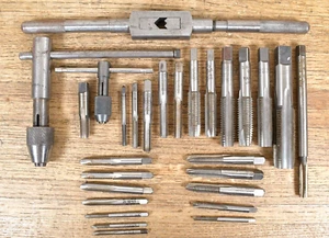 25 Pipe Threading Taps with 3 Quality Wrenches T-Handle etc AS PICTURED - Picture 1 of 10