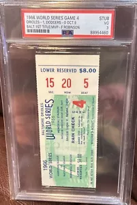 Psa 3 1966 World Series Gm 4 Ticket Dodgers Orioles Clinch 1st Title Robinson - Picture 1 of 4