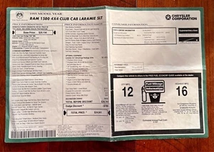 1995 Ram 1500 4X4 Truck Monroney Label - Bild 1 von 4