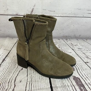 Clarks Collection Boots Womens 8M Green Leather Sparkle Zip Up Heel - Picture 1 of 9