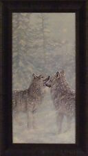 CHANCE REUNION - TIMBER WOLVES by Robert R. Copple 18x31 Wolf Snow FRAMED ART
