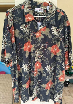 Boca Classics Hawaiian Aloha XXL Shirt Hibiscus Floral Palm Leaves Tropical - Image 1 of 4