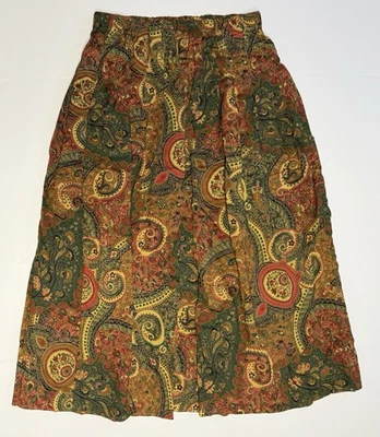 Falda De Colección Susan Bristol Grande L Rayón Multicolor Floral Paisley Larga Plisada Foto 1 de 4