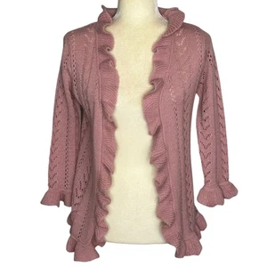 City Spirit Rüschen Strickjacke Gr. M Blush Rosa Strick Herbst Lagenlook Romantisch Landhaus - Bild 1 von 7