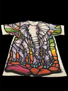 Vintage Liquid Blue Shirt Adult Extra Large White Short Sleeve Men’s 1993 AOP - Picture 1 of 10