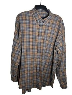 Scott Barber Button Down Shirt Men's XL Cotton Tan/Gray Plaid Long Sleeve - Image 1 of 4