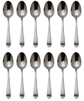 Reed & Barton Hammered Antique 18/10 Stainless Steel Teaspoon (Set of Twelve) - Image 1 of 4