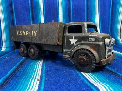 VINTAGE 1950`s MARX LAMAR U.S. ARMY TROOP TRANSPORT  TRUCK PRESSED STEEL - Image 1 of 2