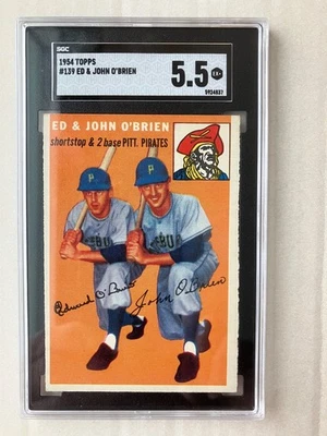 1954 Topps # 139 Ed & John O’Brien Piratas de Pittsburgh SGC 5,5 EX+ Foto 1 de 2