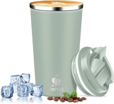 17oz Coffee to Go Travel Mug Reusable BPA Free Stainless Steel Hot Cold Green - Image 1 of 4