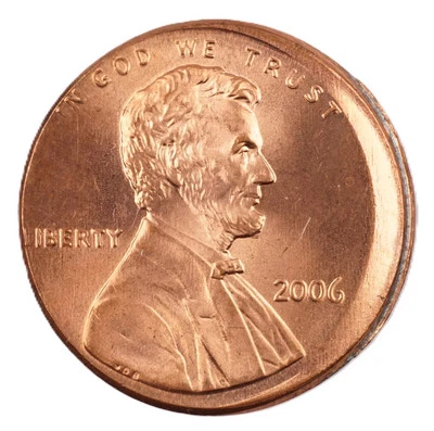 2006 1c Off Center Full Date US Mint Error Lincoln Cent Coin E173 - Image 1 of 2