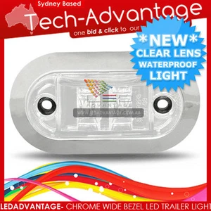 12V CHROME BEZEL COOL WHITE WATERPROOF LED MARKER/CLEARANCE/TRAILER/BOAT LIGHT - Picture 1 of 4
