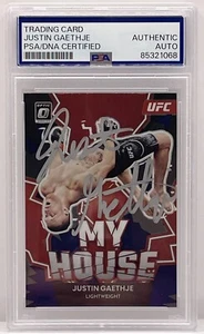 Justin Gaethje Signed 2023 Donruss Optic My House UFC Card PSA/DNA Slabbed - Picture 1 of 2