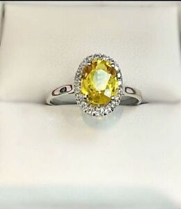 Yellow Sapphire Ring- Sterling Silver Engagement Ring For Women- Unique Promise