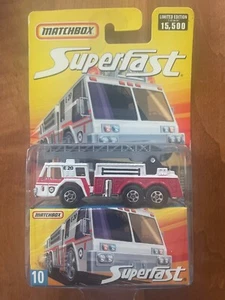 MATCHBOX SUPERFAST DIE CAST FIRETRUCK #10 NEW ON CARD - Picture 1 of 5