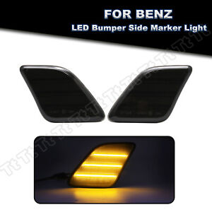 Smoked LED Bumper Side Marker Lights For 2010-2013 Mercedes Benz W221 S550 S600