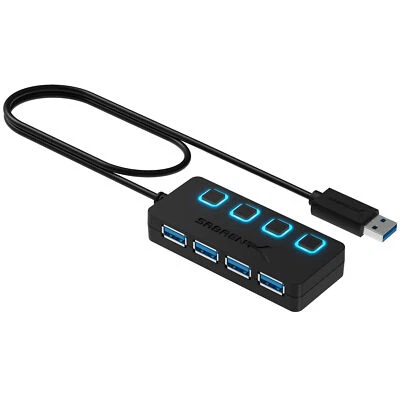 Sabrent 4-Port USB 3.0 Hub with Individual LED Power Switches (HB-UM43) - Image 1 of 4
