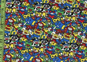 Cartoon Characters 2-way Stretch Knit Cotton Children's Fabric 1 Yard! - Picture 1 of 1