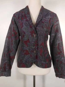 Beautiful Women's Small Coldwater Creek Purple Floral Tapestry LS Blazer Jacket - Picture 1 of 5