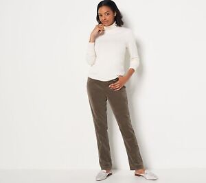 Denim & Co. Women's Pants Sz 14 Corduroy Straight-Leg Brown A459189