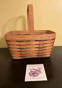 1995 Longaberger Woven Traditions Red, Blue,Green Spring Basket + Protector πΊπΈ - Picture 1 of 8