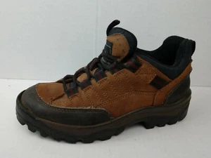 Thom McAn Mens 6.5 M Tan Brown Black Leather Work Boots Ankle Hiking Trail Shoe - Picture 1 of 12