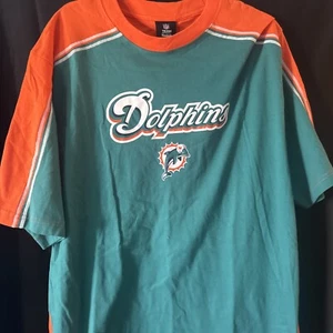 Vintage Men's Reebok Miami Dolphins Short Sleeve Shirt Xlarge Blue Orange - Picture 1 of 9