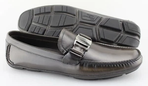 Men's SALVATORE FERRAGAMO 'Sardegna' Dark Brown Leather Loafers Size US 9.5 - D - Picture 1 of 6