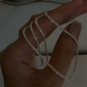 925 Silver Plated Sparkling Gypsophila Chain Clavicle Necklace Womens Jewellery