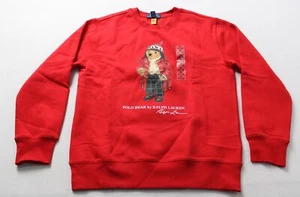 Polo Ralph Lauren Boy's Polo Bear Fleece Sweatshirt MP7 Red Medium (10-12) NWT - Picture 1 of 4