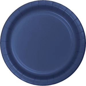 Navy Blue Party Supplies Paper Lunch Plates 24Pk Solid Plain Tableware Birthday - Picture 1 of 1