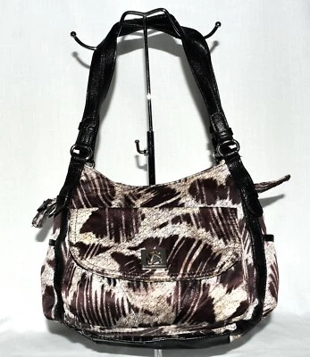 Dana Buchman Brown Striped Speckled & Black Faux Leather 3 Section Shoulder Bag - Image 1 of 4